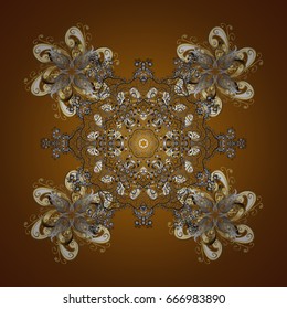 Retro style texture, pattern and abstract winter elements. Modern abstract design poster, cover, card design in brown colors. Trendy stylized snowflakes and elements memphis cards.