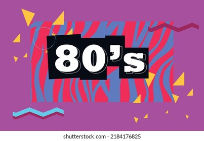 Retro style textures and text mix. Eighties aesthetic and graphic fashion background. Pop and rock music party event template. Vintage vector poster, banner