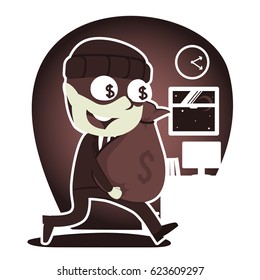 retro style thief businessman stealing company money