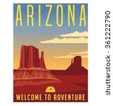 Retro style travel poster or sticker. United States, Arizona