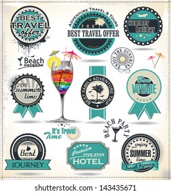 Retro style travel and vacation labels