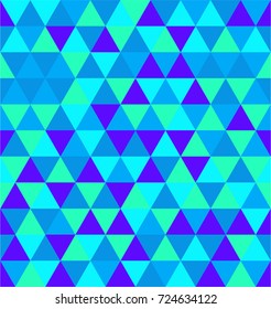 Retro style triangle seamless pattern background in vector format. Shades of purple, blue and teal.