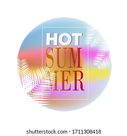 Retro style tropical sunset with palm silhouette and gradient background. Classic 80s design vector illustration. Vector retro poster for your design.