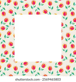 Retro style tulip pattern's frame.