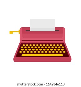 Retro style typewriter icon. Flat illustration of retro style typewriter vector icon for web isolated on white