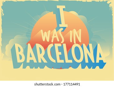 Retro style typographic vector london postcard with writting  i was in london