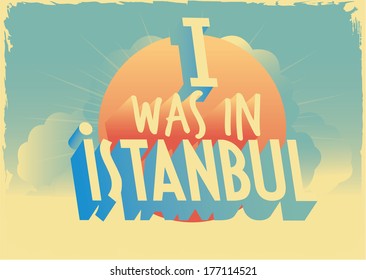 Retro style typographic vector london postcard with writting  i was in london
