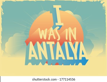 Retro style typographic vector london postcard with writting  i was in london