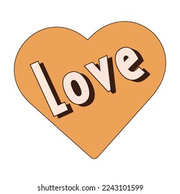 Retro style Valentine's day. Valentines Day.Groovy retro heart. Valentines day greeting card.Hippie happy heart in retro cartoon style. Vector illustration of y2k.Vintage heart.