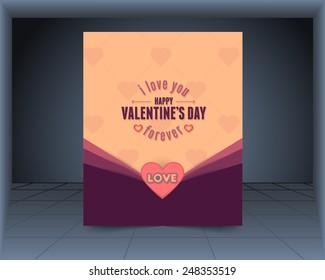 Retro Style Valentines Day Flat Celebration Card, Announcement and Celebration Message Poster, Flyer Design