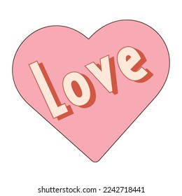 Retro style Valentine's day. Groovy retro heart. Valentines day greeting card.Hippie happy heart in retro cartoon style.Valentines Day. Vector illustration of y2k.Vintage heart.