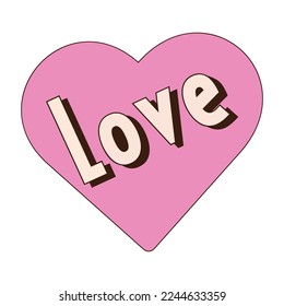 Retro style Valentine's day. Vector illustration of Groovy retro heart. Valentines day greeting card.Hippie happy heart in retro cartoon style.Valentines Day. Vintage heart.y2k.