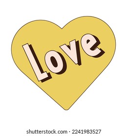 Retro style Valentine's day. y2k.Vector illustration of Groovy retro heart. Valentines day greeting card.Hippie happy heart in retro cartoon style.Valentines Day. Vintage heart.