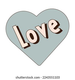 Día de San Valentín al estilo retro. y2k.Ilustración vectorial del corazón retro de Groovy. Tarjeta de saludo del día de San Valentín. Corazón feliz hippie al estilo retro de las caricaturas. Día de San Valentín. Corazón vintage.