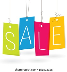 Retro style vector cardboard shopping sale labels.