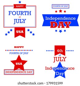 Retro style vector cards for the Fourth of July, the United States of America's Independence Day