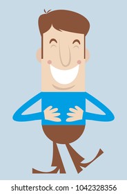 Retro style vector illustration of laughing man