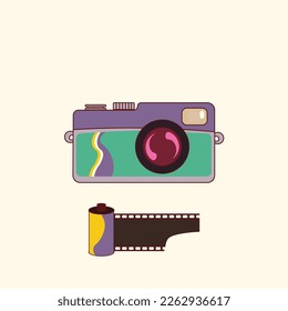 Retro style vector illustration of a vintage photo camera