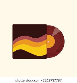 Retro style vector illustration of a vinyl disc in an envelope