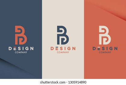 Retro style vector logotype in three colour variations. Stylish design template for branding. Letter B logo for premium identity.