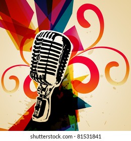 retro style vector mic illustration