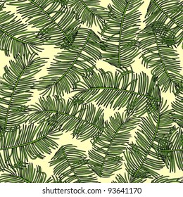 Retro style vector seamless pattern, fabric, wallpaper, wrapping and background with branches of palm trees ornament - summer and spring theme for decoration and design