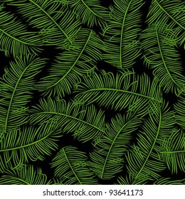Retro style vector seamless pattern, fabric, wallpaper, wrapping and background with branches of palm trees ornament - summer and spring theme for decoration and design