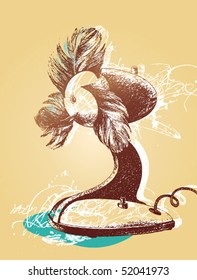 The retro style ventilator with blades from feathers.
