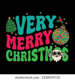 Retro style very merry christmas design illustration vector