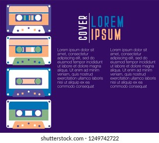 Retro style video cassette two side cover. Back and sides of paper cover