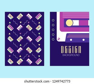 Retro style video cassette two side cover. Back and sides of paper cover