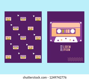 Retro style video cassette two side cover. Back and sides of paper cover