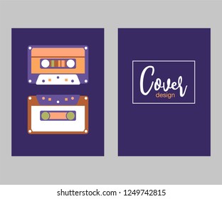 Retro style video cassette two side cover. Back and sides of paper cover