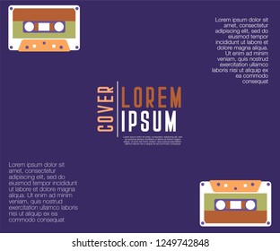 Retro style video cassette two side cover. Back and sides of paper cover