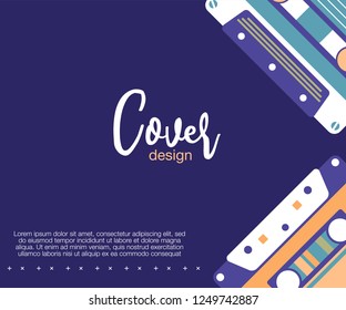 Retro style video cassette two side cover. Back and sides of paper cover