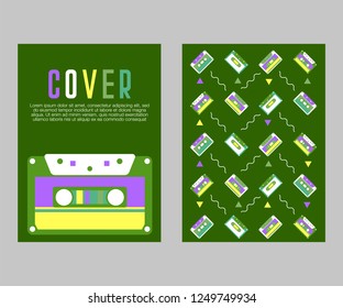 Retro style video cassette two side cover. Back and sides of paper cover