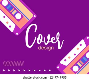 Retro style video cassette two side cover. Back and sides of paper cover