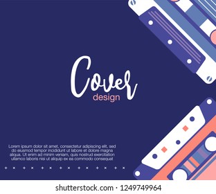 Retro style video cassette two side cover. Back and sides of paper cover