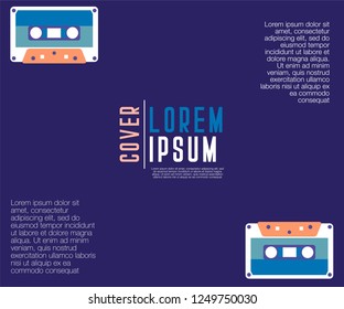 Retro style video cassette two side cover. Back and sides of paper cover