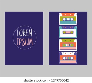 Retro style video cassette two side cover. Back and sides of paper cover