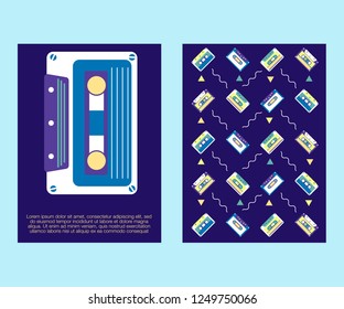 Retro style video cassette two side cover. Back and sides of paper cover