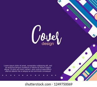 Retro style video cassette two side cover. Back and sides of paper cover