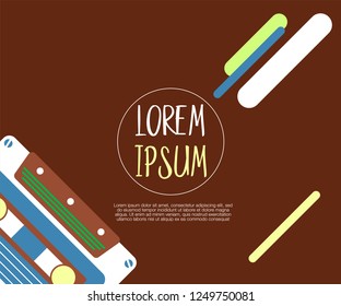 Retro style video cassette two side cover. Back and sides of paper cover