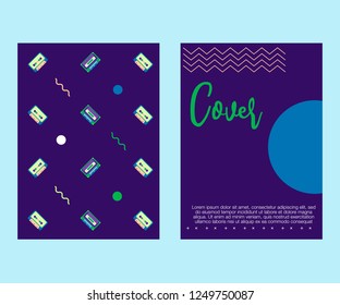 Retro style video cassette two side cover. Back and sides of paper cover