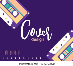 Retro style video cassette two side cover. Back and sides of paper cover