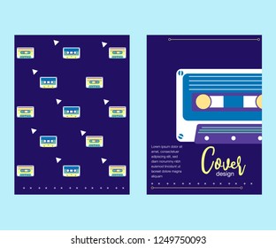 Retro style video cassette two side cover. Back and sides of paper cover