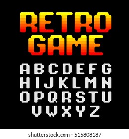 Retro Style Video Game Pixel Font Vector Illustration