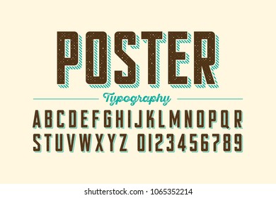 Retro style vintage font, letters and numbers vector illustration