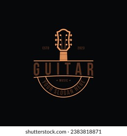 Retro style vintage guitar musical instrument logo design ideas