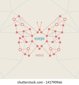 Retro style, vintage technology, butterfly vector illustration eps10.